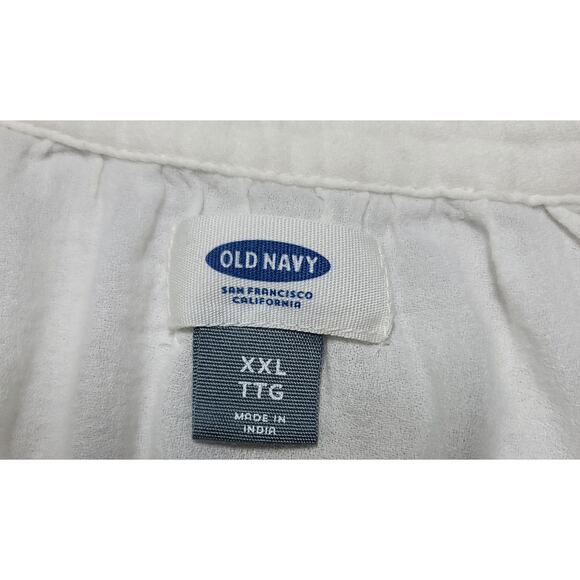 Old Navy White Crochet Lace Front Panel Top XXL Lightweight Soft Drop Shoulder - Picture 4 of 6